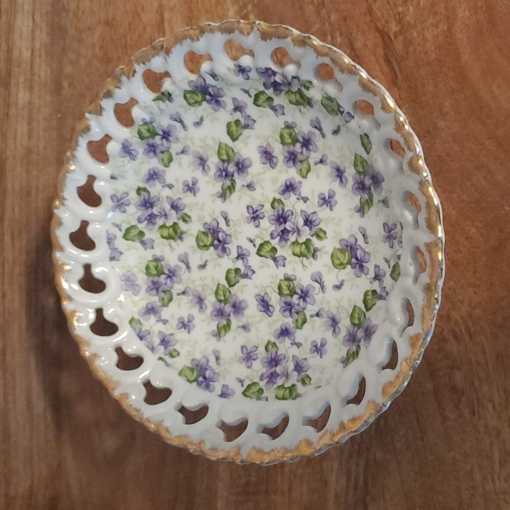 Lefton Violet round Compote 1950